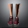 Pink Athletic Sneakers With White Stripes Laces And White Soles On Prosthetic Legs