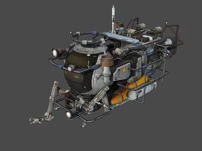Military Submarine With Hull Structure Periscope Propulsion System And Mechanical Equipment 3d model