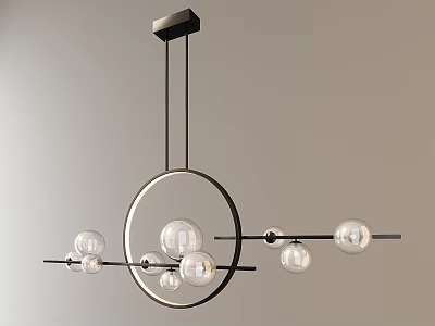 Modern Circular Design Chandelier With Transparent Glass Balls And Metal Frame 3d model