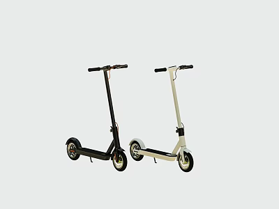 Two Modern Electric Scooters in Black and White Sleek Design 3d model