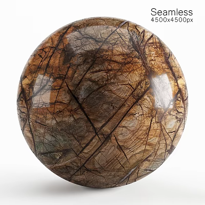 Decorative Spherical Component With Brown Black Textured Surface And Glossy Finish 3d model