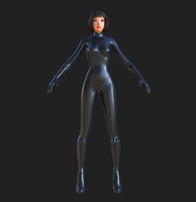 Modern Game Character Girl 3d model