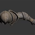 Medieval Antique Armor Components Featuring Helmet And Arm Guard With Ancient Metal Texture