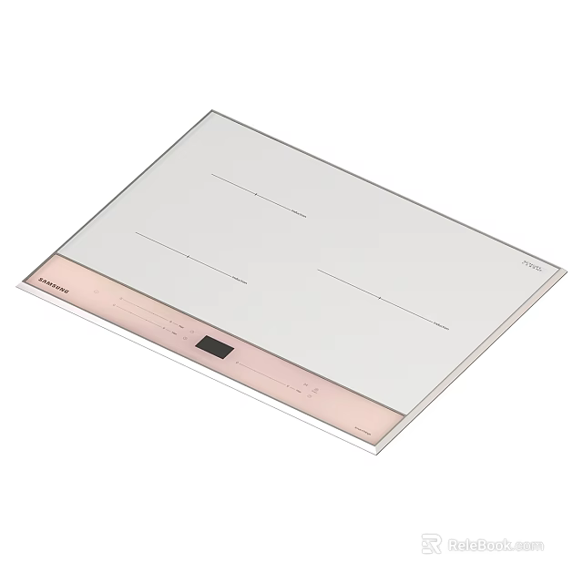 Modern White Electric Cooktop with Digital Control Panel and Heating Zones for Home Kitchen Use 3d model 