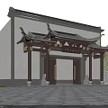 Ancient Chinese Traditional Architecture With Curved Eaves Tile Roof White Walls And Stone Steps