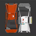 Orange And White Toy Cars With Red Colorful Lights Mechanical Structure And Number 58