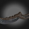 Handcrafted Knife With Intricately Carved Wooden Handle And Sharp Metal Blade