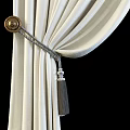 Elegant White Flowy Curtains With Tassel Ties And Soft Pleated Design 3d model