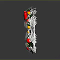 Festive Christmas Wreath Decorated With Green Leaves Red Bow And Ornaments On Dark Background