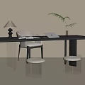 Modern Desk Setup With Lamp Laptop Chair And Transparent Stools
