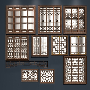 Chinese-style flower-cut window 3d model