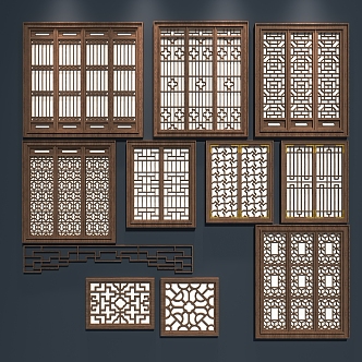 Chinese-style flower-cut window 3d model