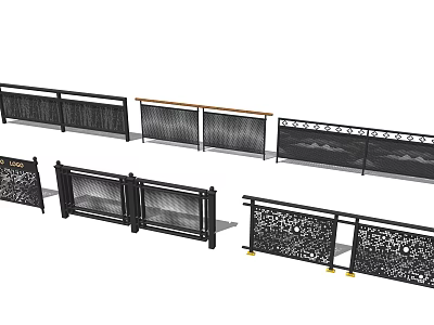 Various Stylish Metal Fence Designs With Decorative Patterns For Outdoor Spaces 3d model