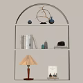 Cream Style Table Lamp Camera Porcelain Ornaments Books 3d model