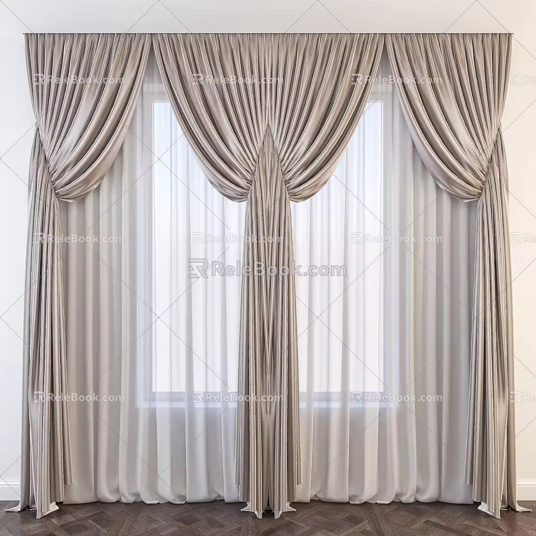 Modern fabric curtains 3d model