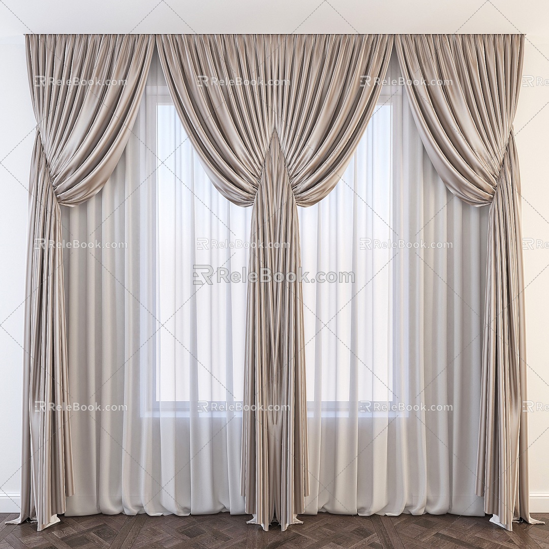 Modern fabric curtains 3d model