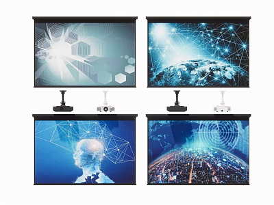 Advanced Projection Monitoring System With Digital Data Visualization Network Graphics And Smart Screens 3d model