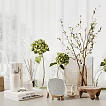 Decorative ornaments combination vase floral small table lamp books 3d model