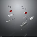 Modern Structural Design With White Red Geometric Components And Sleek Elements