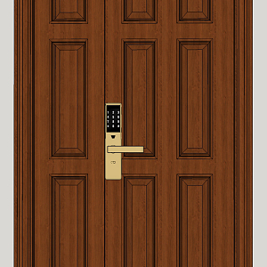 Jane European security door electronic solid wood entrance door 3d model