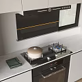 Modern Kitchen Design With White Cabinets Black Range Hood Marble Countertop Gas Stove And Pot