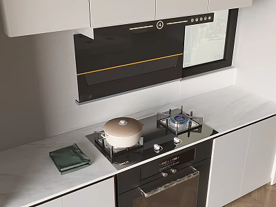 Modern Range Hood Gas Stove Hood Stove Steamer Oven Range Hood Kitchenware 3d model