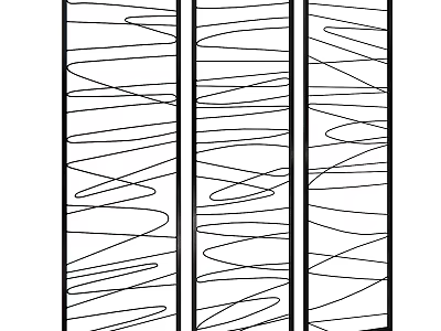 Modern Abstract Wall Decor With Vertical Stripes And Curved Lines Design 3d model