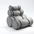 Modern Single Sofa With Stacked Cylindrical Modules In Dark Brown Finish 3d model