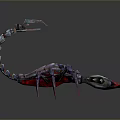 3D Futuristic Mechanical Scorpion Model With Purple Red Silver Metallic Design