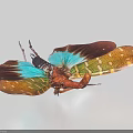 Vibrant Flying Animal With Blue Brown Green Wings And Yellow Spots