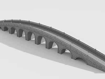 Classic Stone Arch Bridge With Multiple Arches And Stone Railings Design 3d model
