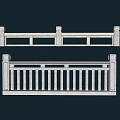 White Concrete Railing Design Featuring Vertical Bars And Top Rail 3d model