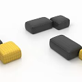 Modern Modular Exhibition Tables And Chairs With Black Yellow Padded Seats