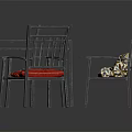Square Metal Dining Table Set with Four Chairs and Colorful Seat Cushions
