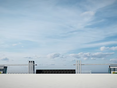 Modern Entrance Gate Design With Open Square And Blue Sky Background 3d model