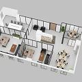 Modern Office Aerial View Layout With Work Desks Chairs Sofa Area And Green Plants