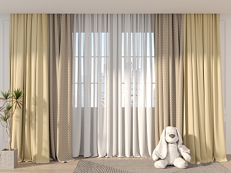 modern curtain gauze curtain 3d model