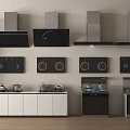 Stylish Kitchen Appliances Collection Featuring Range Hoods Gas Stoves And Cabinets