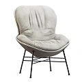Gray Plush Accent Chair With Soft Cushion And Black Metal Legs Modern Design