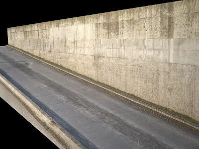 Tall Gray Concrete Wall With Long Striped Floor In Industrial Design Style 3d model