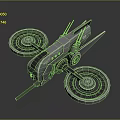 Advanced Futuristic Mechanical Vehicle With Large Wheels And Metallic Streamlined Body Design