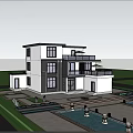 Two Story Modern Detached Villa Exterior Design Featuring Large Glass Windows Balcony And Palm Trees