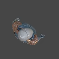 Game Movie Character With Silver Helmet Red Eye Dark Combat Suit And Brown Shoulder Armor