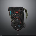 Industrial Mechanical Assembly With Black Body Red Blue Wires And Green Strap