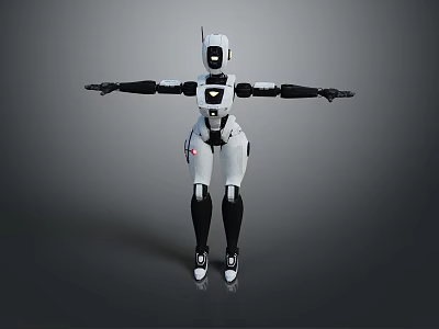 Futuristic Robot Game and Movie Character With Open Arms 3D Mechanical Design White Black Armor 3d model