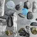 Various Types of Natural Stones and Wood Pieces for Decorative Design Projects