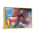 Colorful Animal Painting With Running Horses And Flying Bird In Vibrant Background