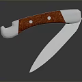 Folding Knife with Wooden Handle Rivets and Sharp Metal Blade as Tactical Weapon