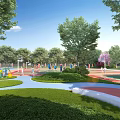 Vibrant Public Garden Landscape With Lush Greenery Sports Fields And Safe Children Activity Spaces