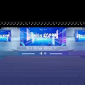 Modern Stage Design With Blue Background Large Screens And Lighting